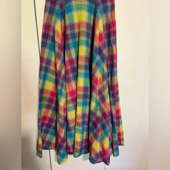 Retro inspired Handmade Cutesy Rainbow Plaid Women's Dress - Picture 6 of 9